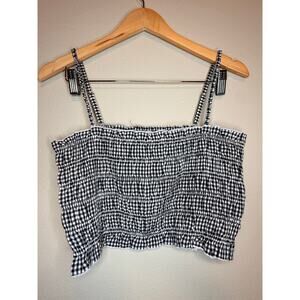 Black and White Gingham Smocked Crop top